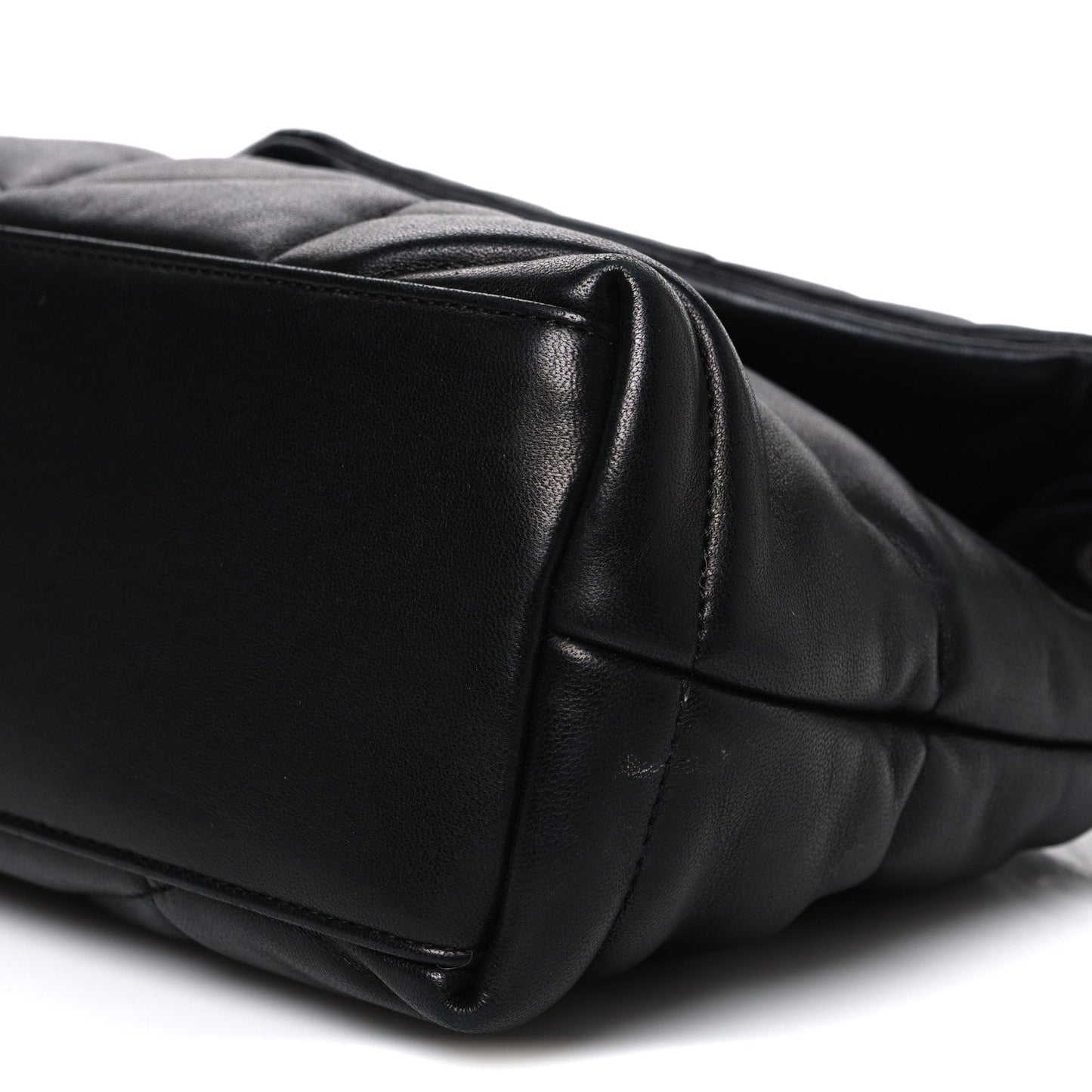 Lambskin Quilted Small Loulou Puffer Monogram Chain Satchel Black