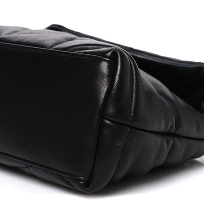Lambskin Quilted Small Loulou Puffer Monogram Chain Satchel Black