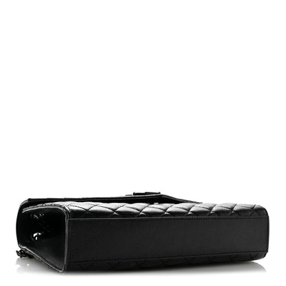 Grain De Poudre Textured Mixed Matelasse Triquilt Medium Monogram Monochrome Satchel Black