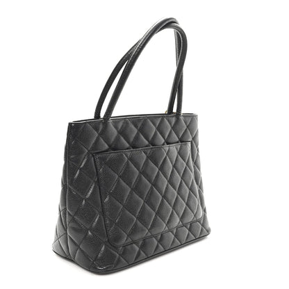 Caviar Quilted Medallion Tote Black