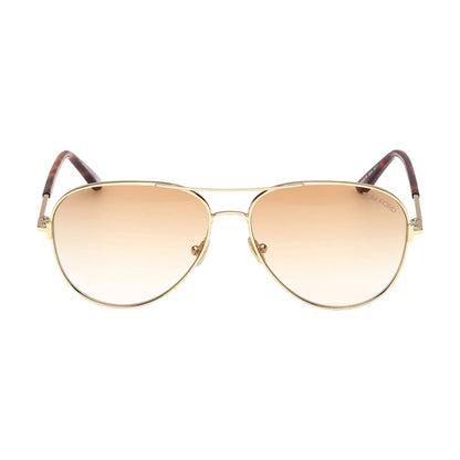 Tom Ford Sunglasses Aviator Full Rim, Shiny Deep Gold Frame and Blonde Havana/Brown Gradient Lens FT082330F
