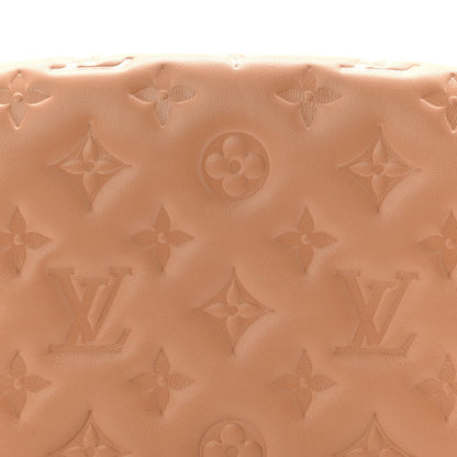 Lambskin Embossed Monogram Pochette Coussin Camel