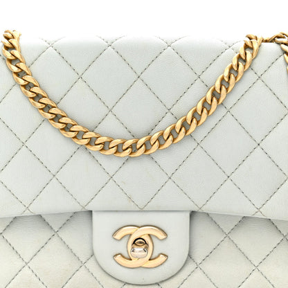 Lambskin Quilted Small Sweet Camellia Flap Light Blue