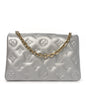Metallic Lambskin Embossed Monogram Pochette Coussin Silver