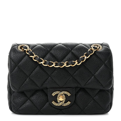 Grained Lambskin Quilted Mini Flap Black