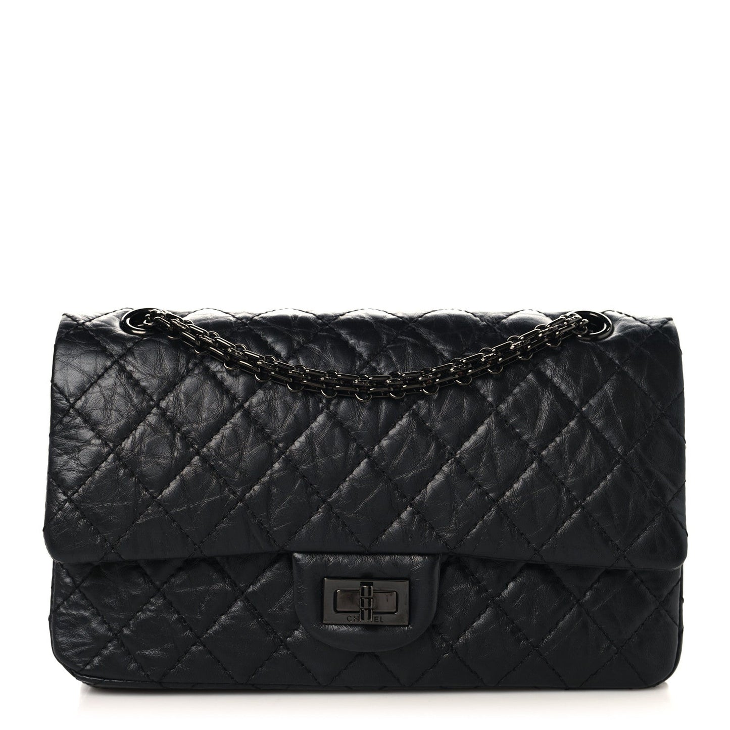 Aged Calfskin Quilted 2.55 Reissue 225 Flap So Black