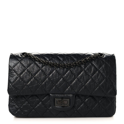 Aged Calfskin Quilted 2.55 Reissue 225 Flap So Black