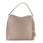 Pebbled Calfskin Small Alix Padlock Zip Hobo Bag Beige