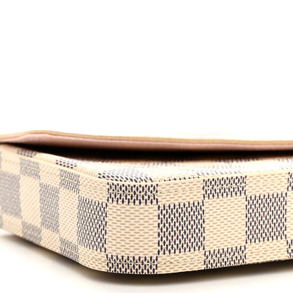 Damier Azur Pochette Felicie Chain Wallet Rose Ballerine