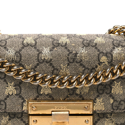 GG Supreme Monogram Bees Small Padlock Shoulder Bag Black
