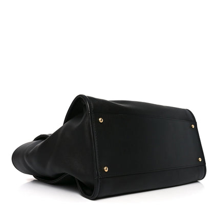 Calfskin Medium Deauville Tote Black Multicolor