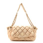 Lambskin Bubble Quilt Accordion Flap Beige