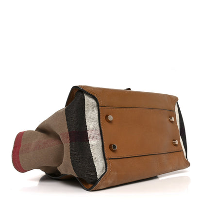 Mega Check Grained Calfskin Medium Harcourt Satchel Saddle Brown