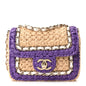 Raffia Chain Venice Beach Mini Flap Bag Beige Purple