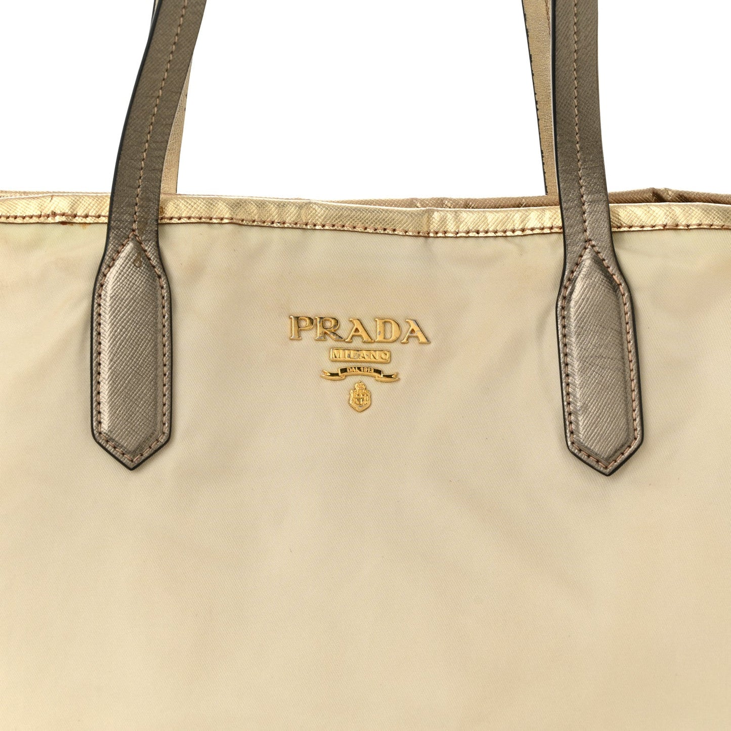 Tessuto Nylon Saffiano Shopping Tote White