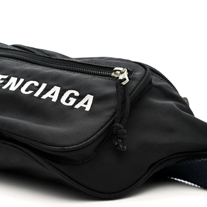 Recycled Sport Nylon Logo Embroidered Wheel Beltpack Black