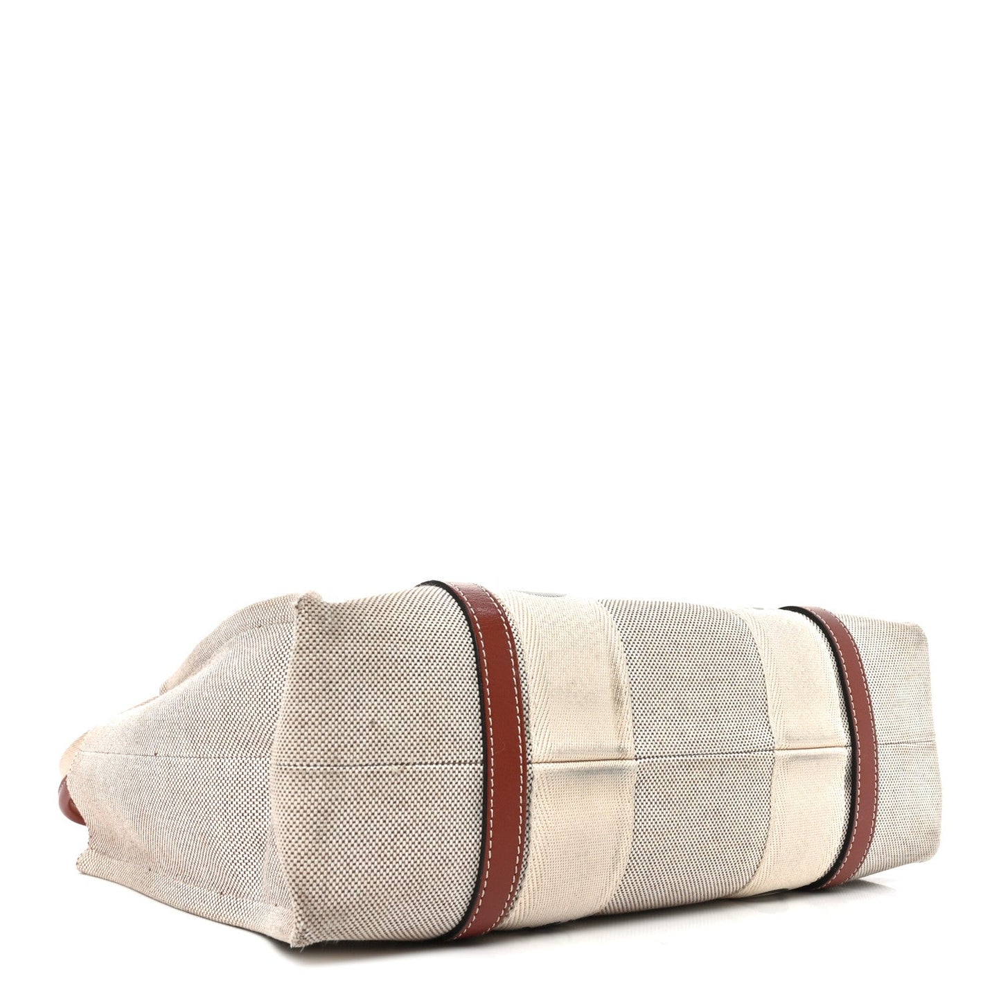 Cotton Calfskin Medium Woody Ribbon Tote White Brown