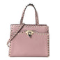 Grained Calfskin Rockstud Flip Lock Tote Lipstick