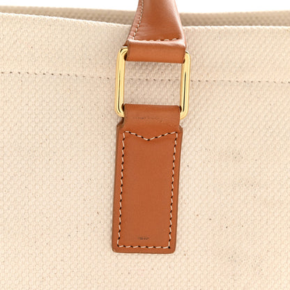 Canvas Calfskin Horizontal Cabas Natural Tan