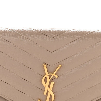 Grain De Poudre Matelasse Chevron Monogram Envelope Clutch Dark Beige