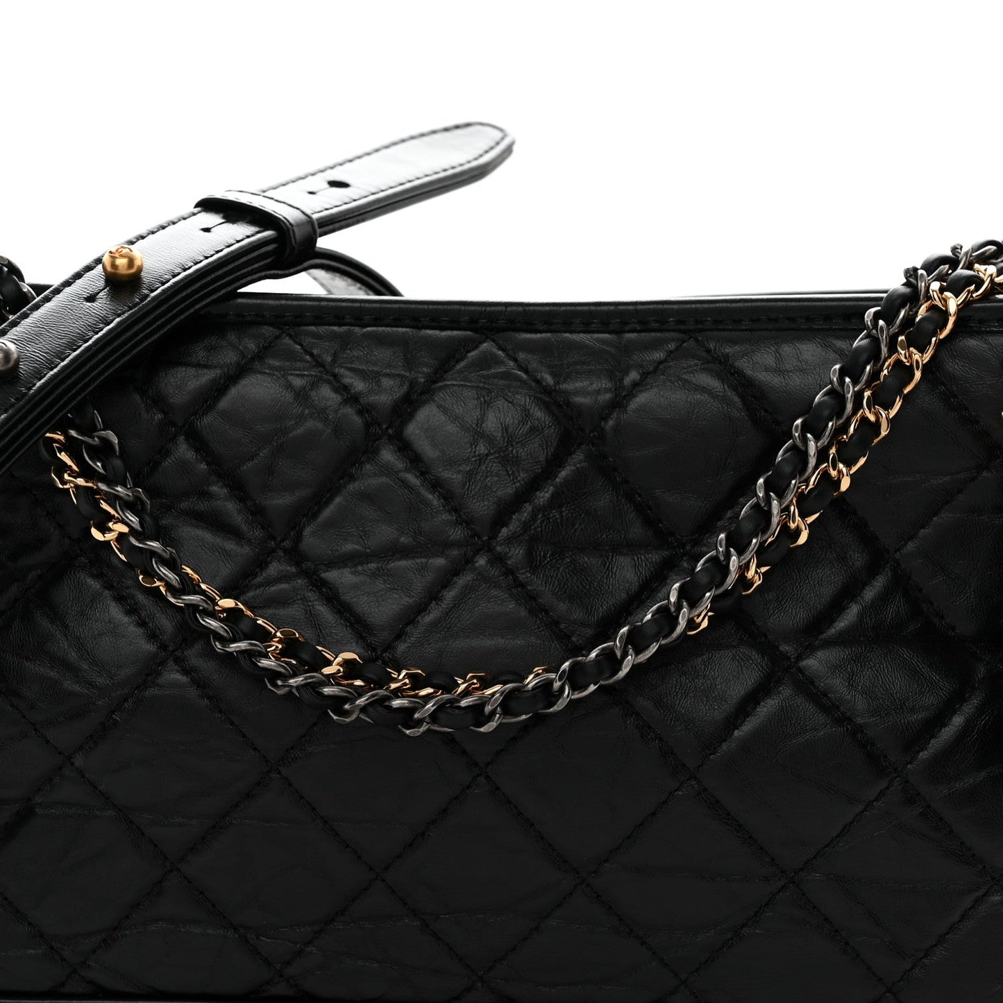 Aged Calfskin Quilted Medium Gabrielle Hobo Black