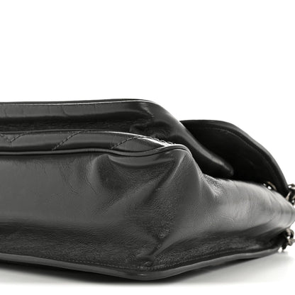 Crinkled Calfskin Matelasse Monogram Medium Niki Chain Satchel Storm
