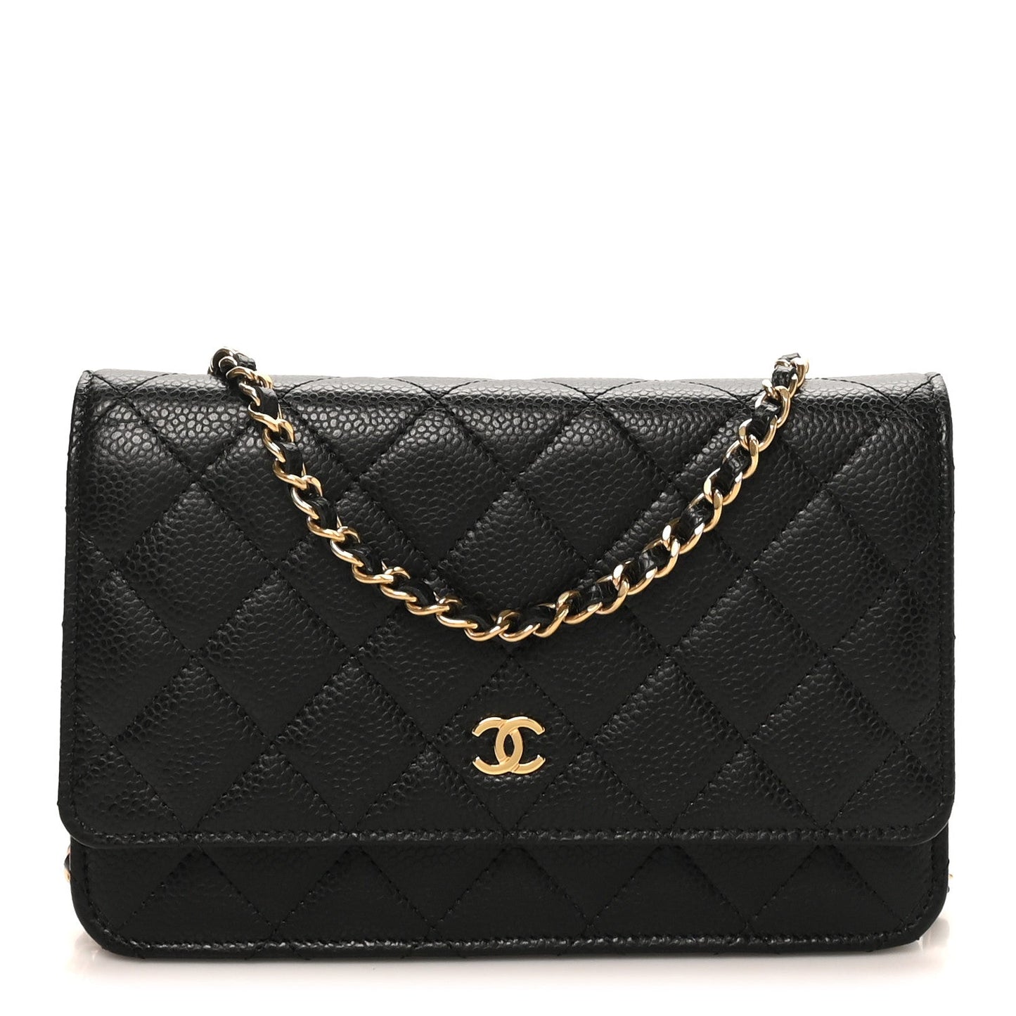 Caviar Quilted Wallet on Chain WOC Black