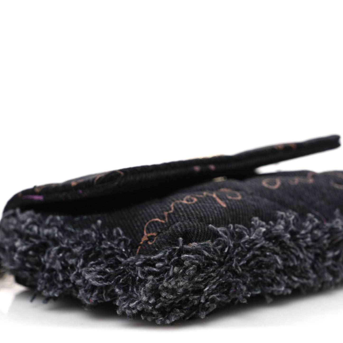 Denim Quilted Denim Mood Clutch With Chain Black Multicolor