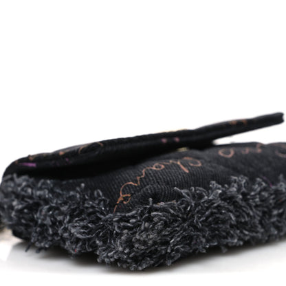 Denim Quilted Denim Mood Clutch With Chain Black Multicolor