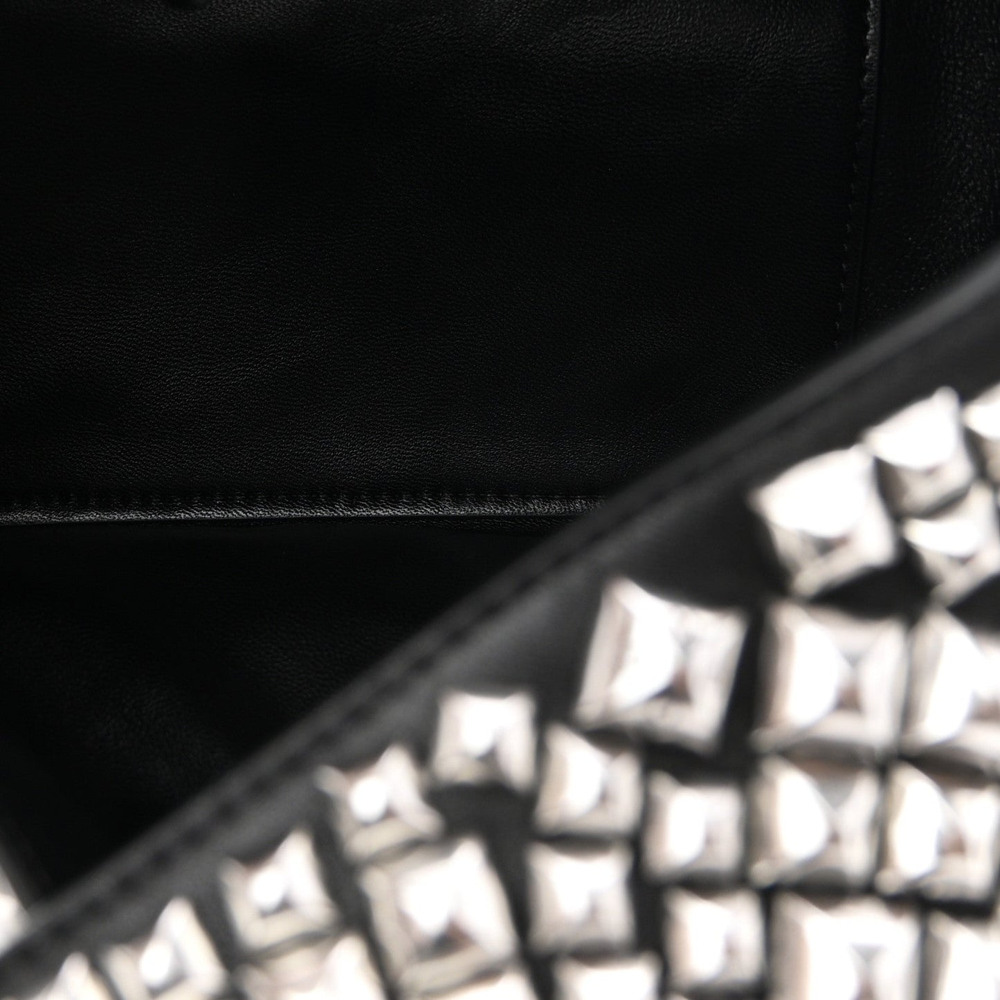 Sheepskin Studded Small Spike Hobo Black