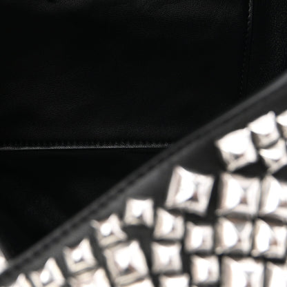 Sheepskin Studded Small Spike Hobo Black