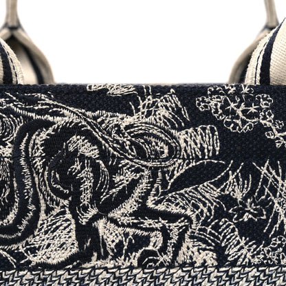 Calfskin Dioriviera Toile De Jouy Small Book Tote With Strap Blue Multicolor