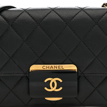 Sheepskin Quilted Mini Beauty Lock Flap Black