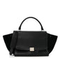 Drummed Calfskin Suede Medium Trapeze Black