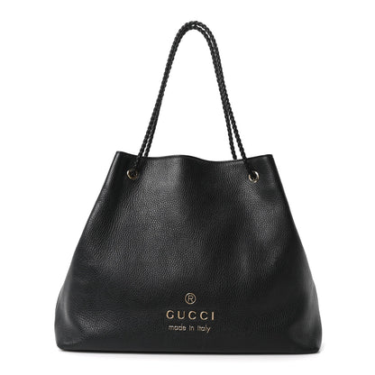 Calfskin Large Gifford Braided Handle Tote Black