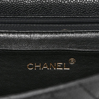 Caviar Quilted Jumbo Kelly Flap Black