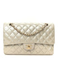 Metallic Canvas Quilted Medium Double Flap Light Gold