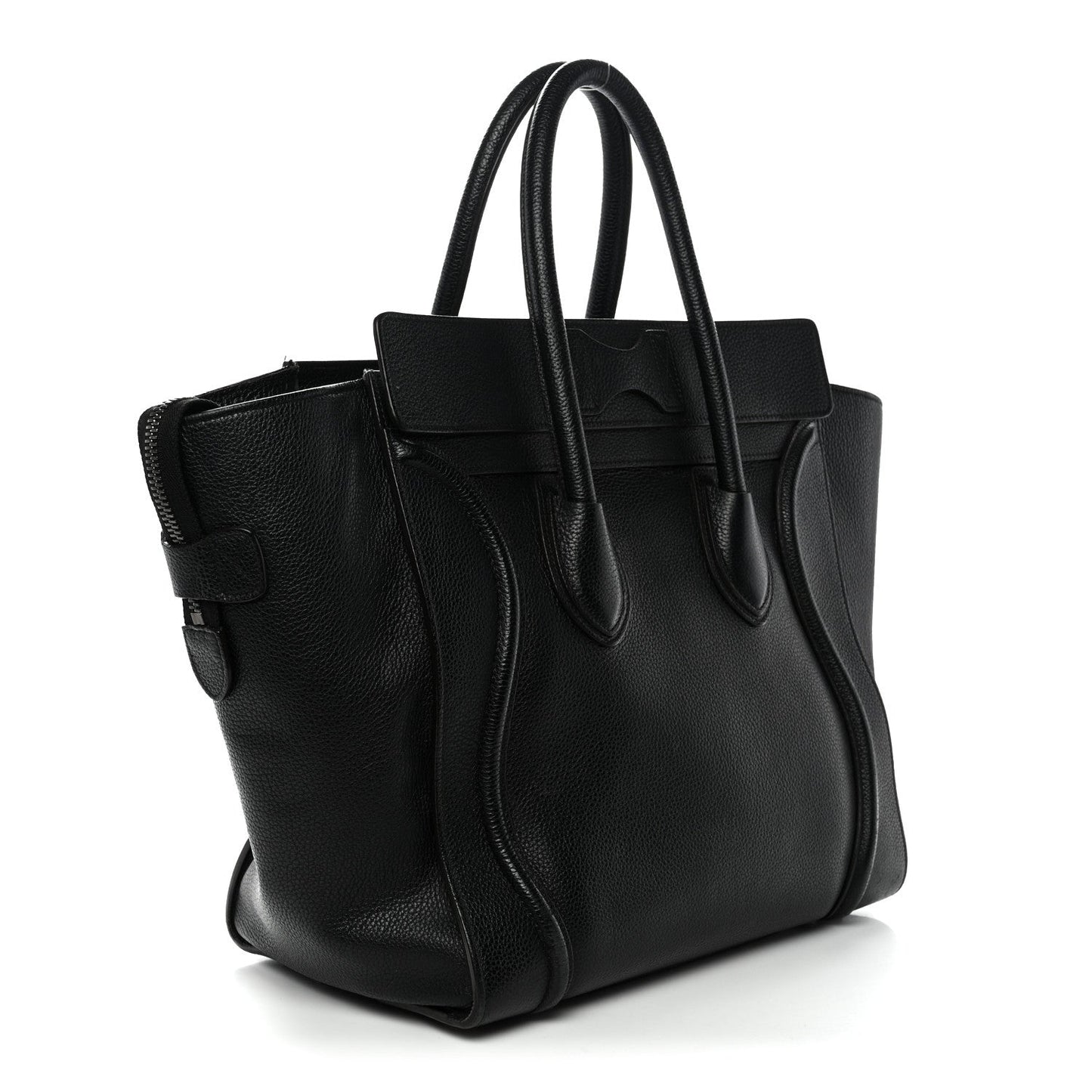 Drummed Calfskin Mini Luggage Black