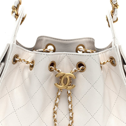 Caviar Quilted Mini Chanel 25 Handbag White