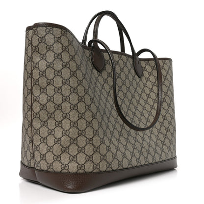 GG Supreme Monogram Textured Calfskin Medium Ophidia Shoulder Tote Bag Beige Ebony New Acero