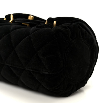Velvet Quilted Mini Top Handle Flap Black
