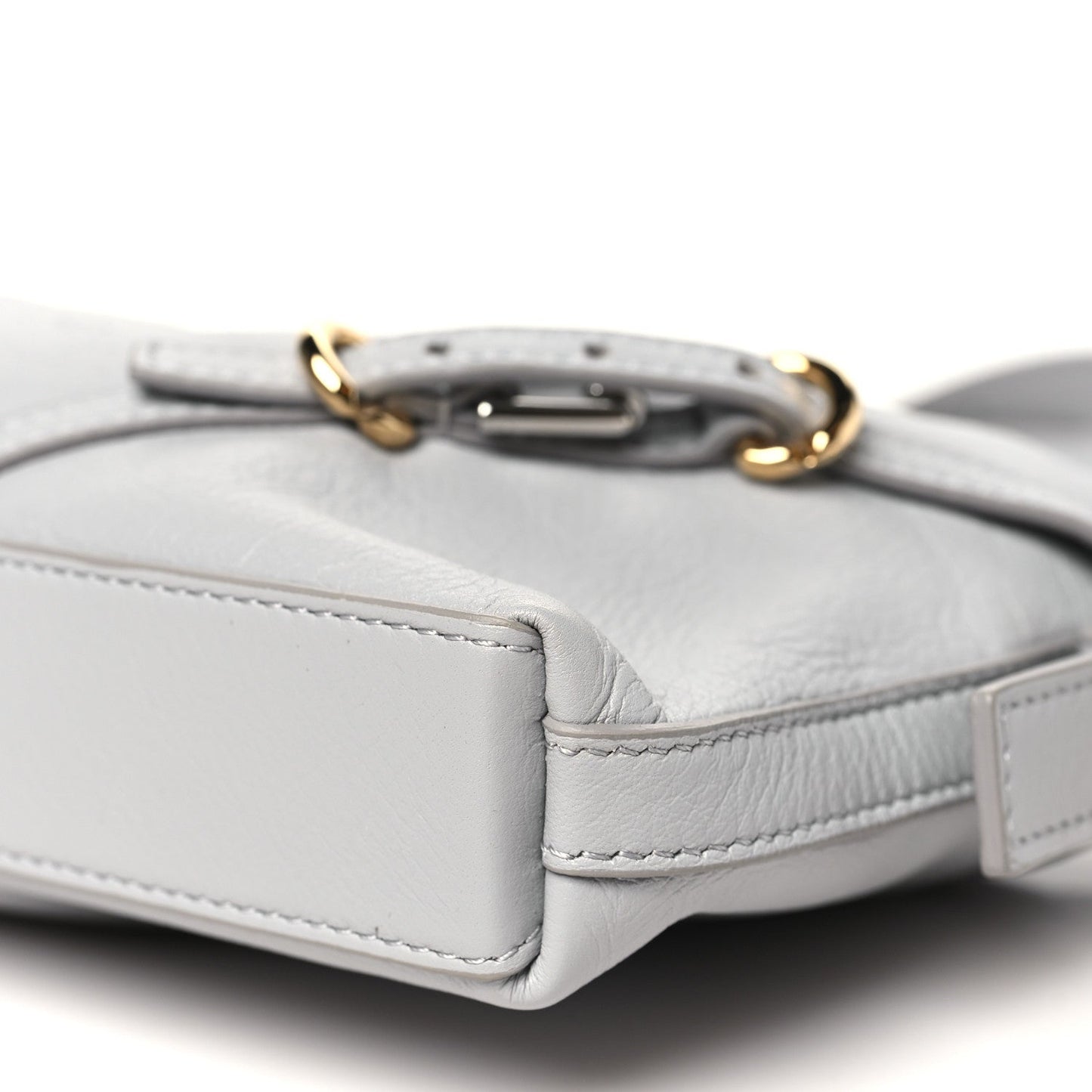 Tumbled Calfskin Mini Voyou Boyfriend Party Bag Light Grey