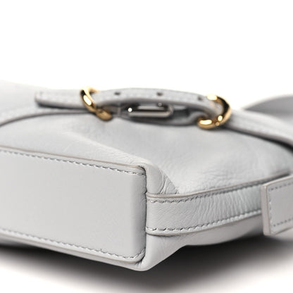Tumbled Calfskin Mini Voyou Boyfriend Party Bag Light Grey