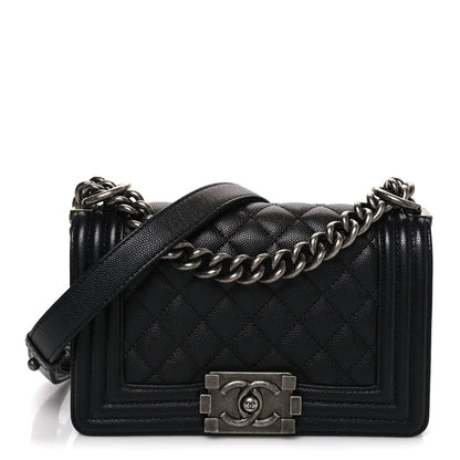 Caviar Quilted Small Boy Flap Black
