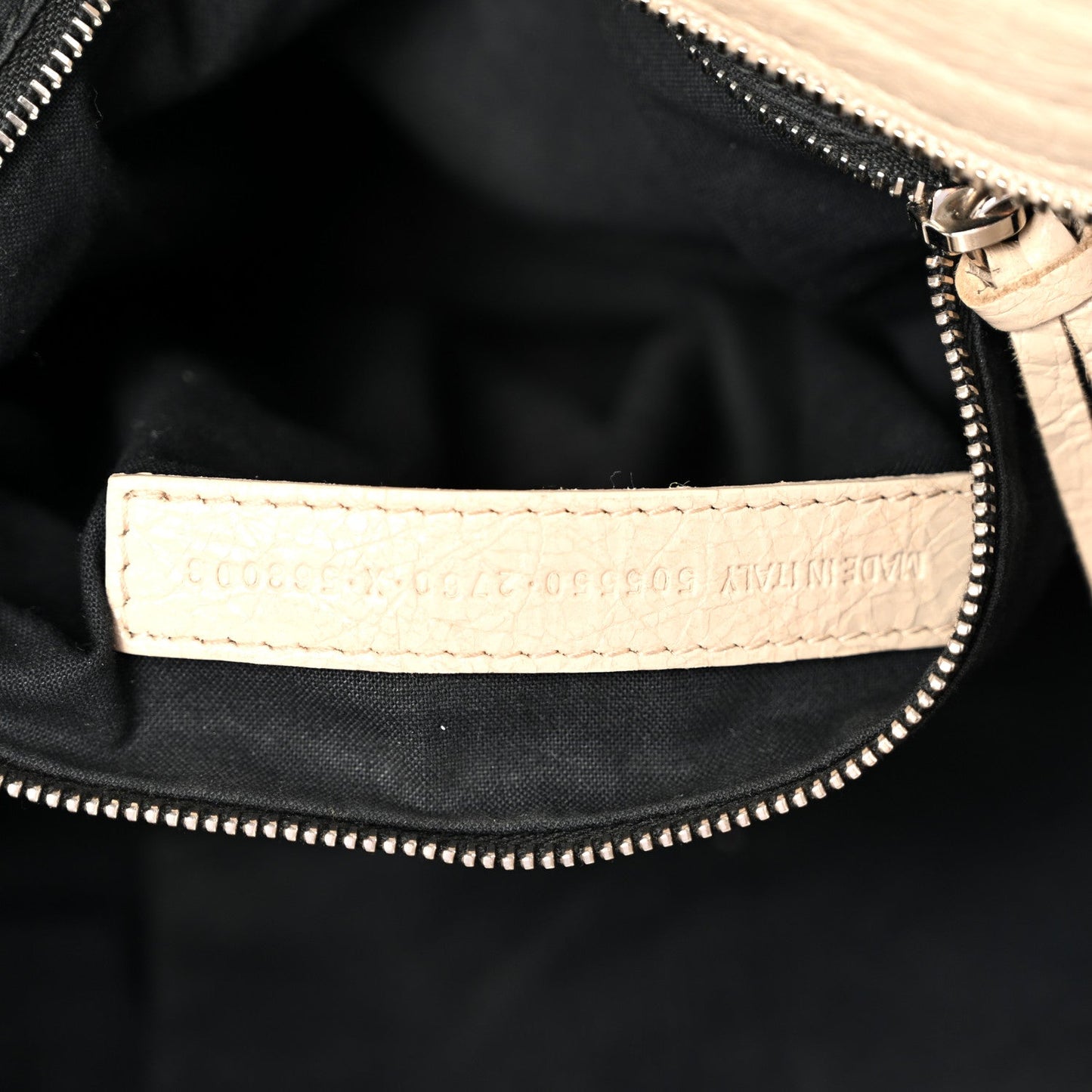 Agneau Classic Silver Hardware City Logo Strap Light Beige Black