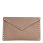 Vitello Medium Rockstud Envelope Flat Wristlet Pouch Poudre