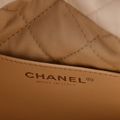 Shiny Calfskin Quilted Mini Chanel 22 White Black