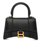 Shiny Box Calfskin Hourglass Top Handle Bag XS Black