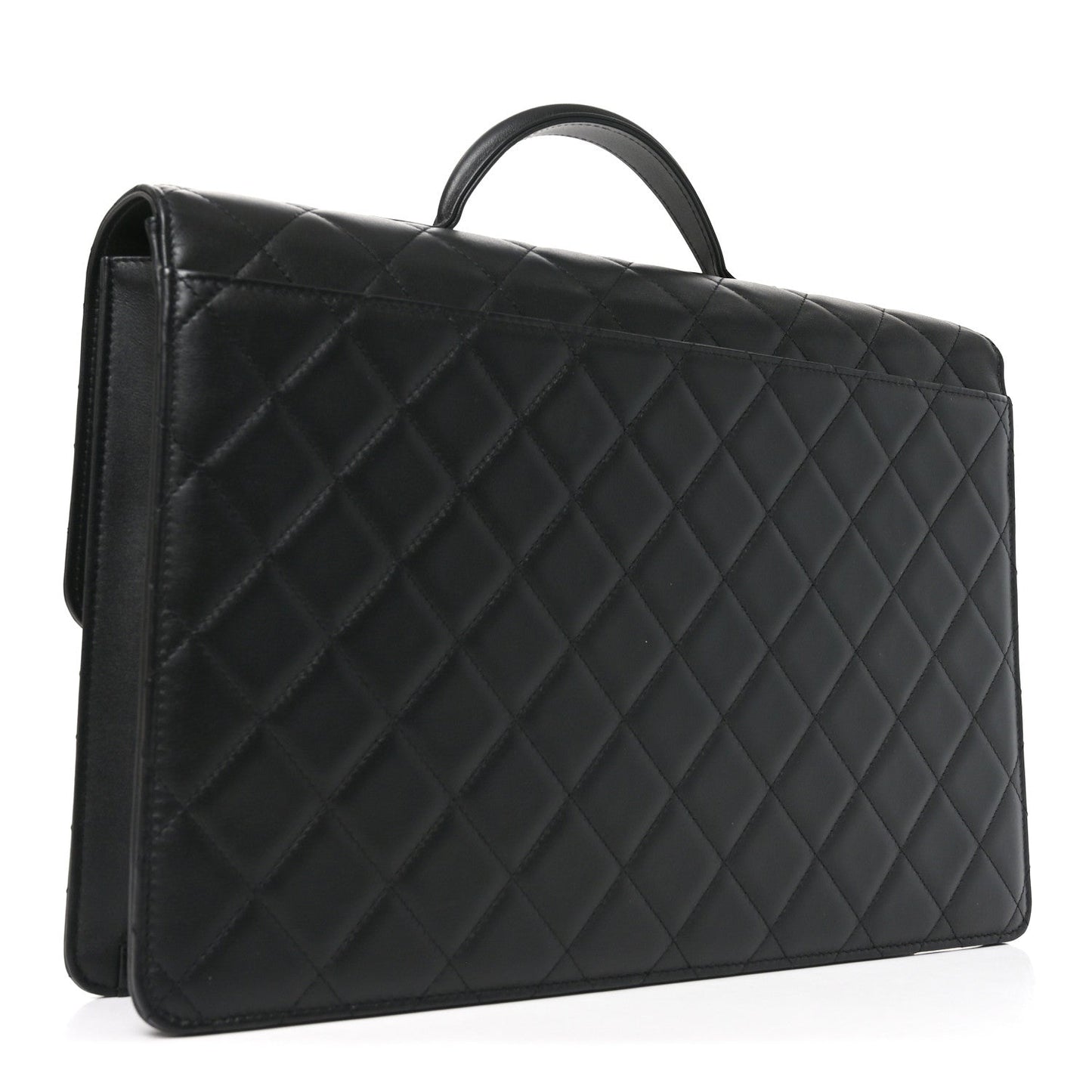 Lambskin Quilted Briefcase Satchel So Black