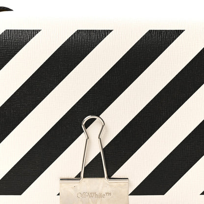 Saffiano Striped Mini Diag Binder Clip Bag White Black Yellow